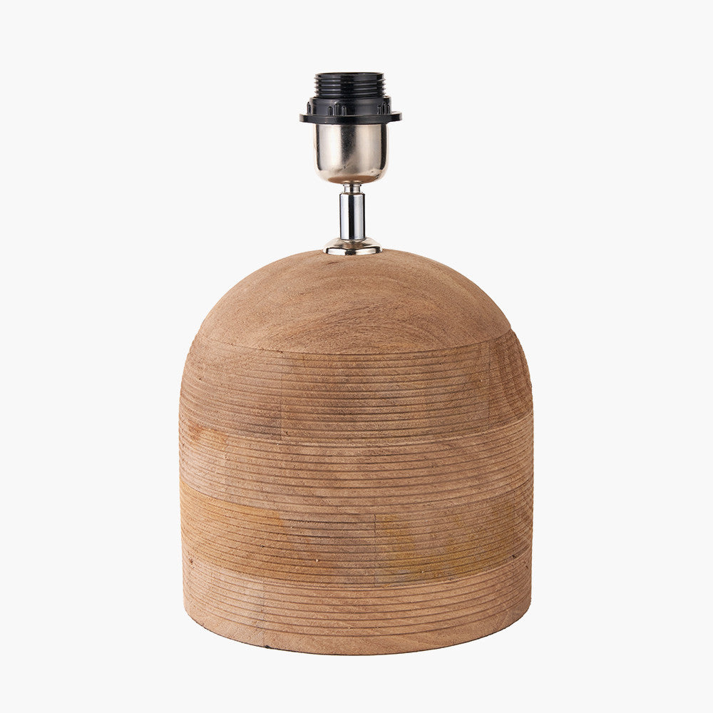 Nelu Natural Engraved Wood Dome Table Lamp - Base Only